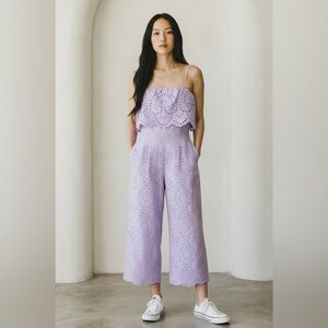 mi ami Lavender Eyelet Ruffle Jumpsuit